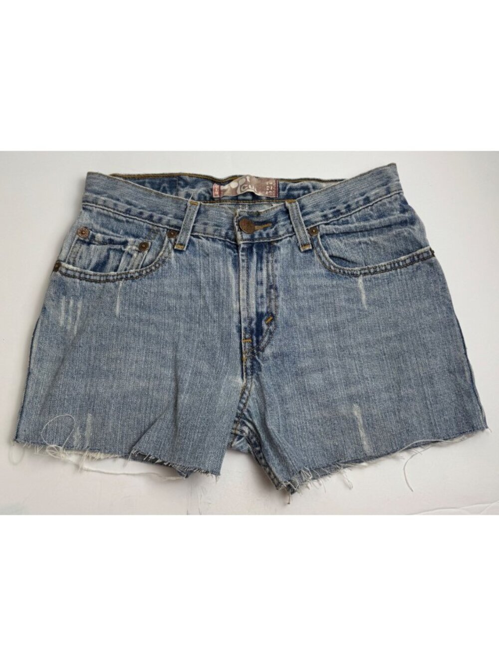 Levi's Redtab 527 Denim Cut-Off Shorts Women's Size 26 / 12R Raw Hem 3" Inseam
